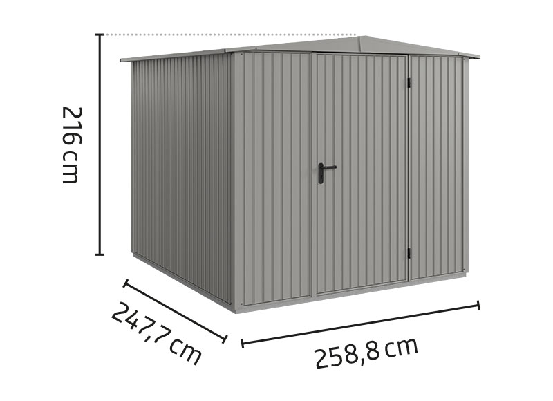 Ecostar-Geraetehaus_Trend-S_1flg_Typ2_RAL9007_Maße