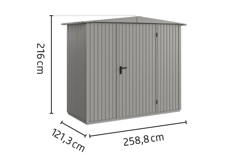 Ecostar-Geraetehaus_Trend-S_1flg_Typ1_RAL9007_Maße